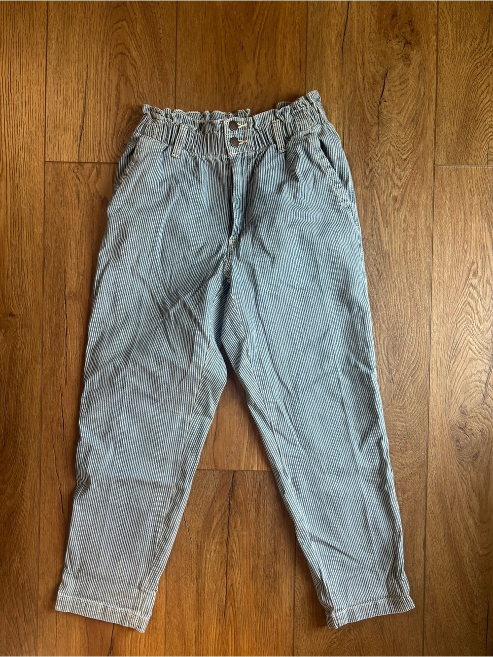 Universal Thread Blue and White Striped Paperbag Waist Pants